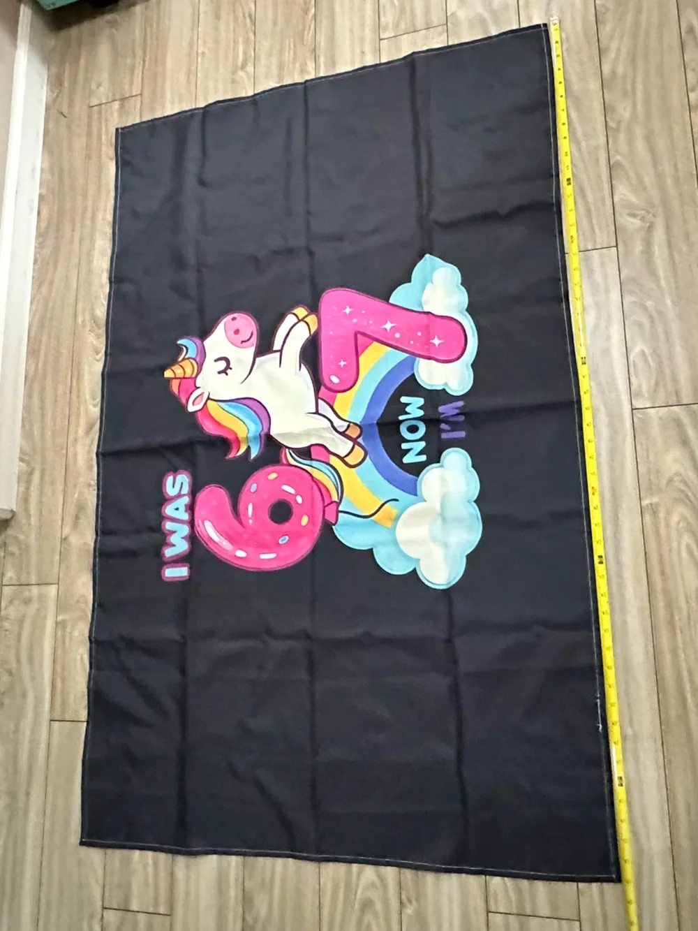 Unicorn 6/7th Birthday Graphic Banner- Black 34”x53”